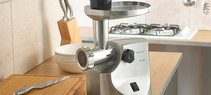 Kenwood pro meat grinder on kitchen counter